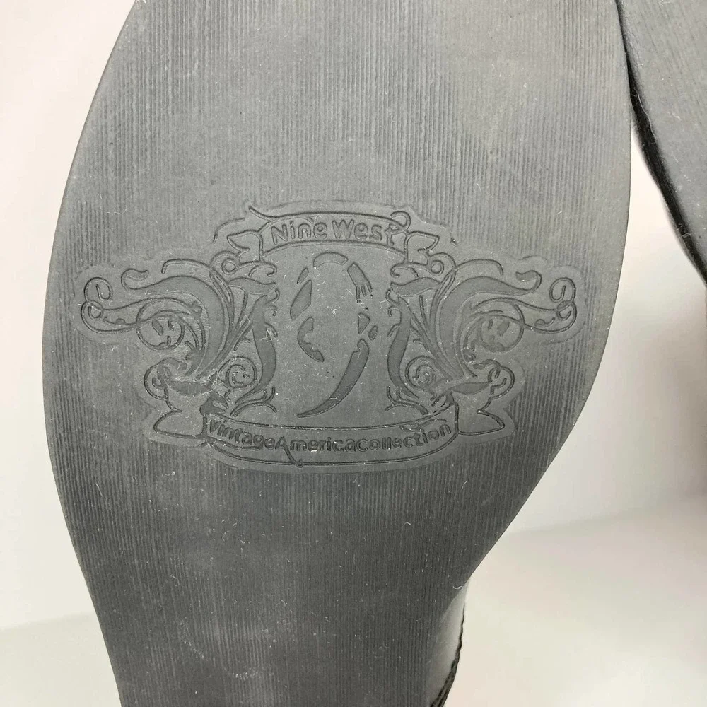 Nine West Black Leather Moto Style Biker Boots Women's Size 8M Buckle Zipper - Picture 16 of 16